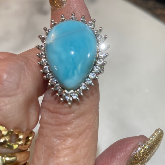 Larimar pear-shaped ring size 5